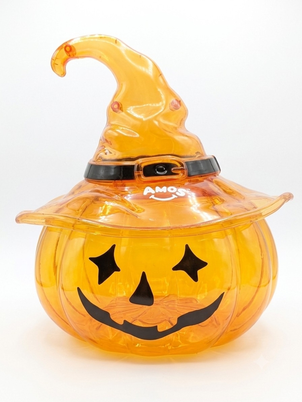 Large Halloween Plastic Witch Hat Pumpkin Candy Jar / Container (Amos™)